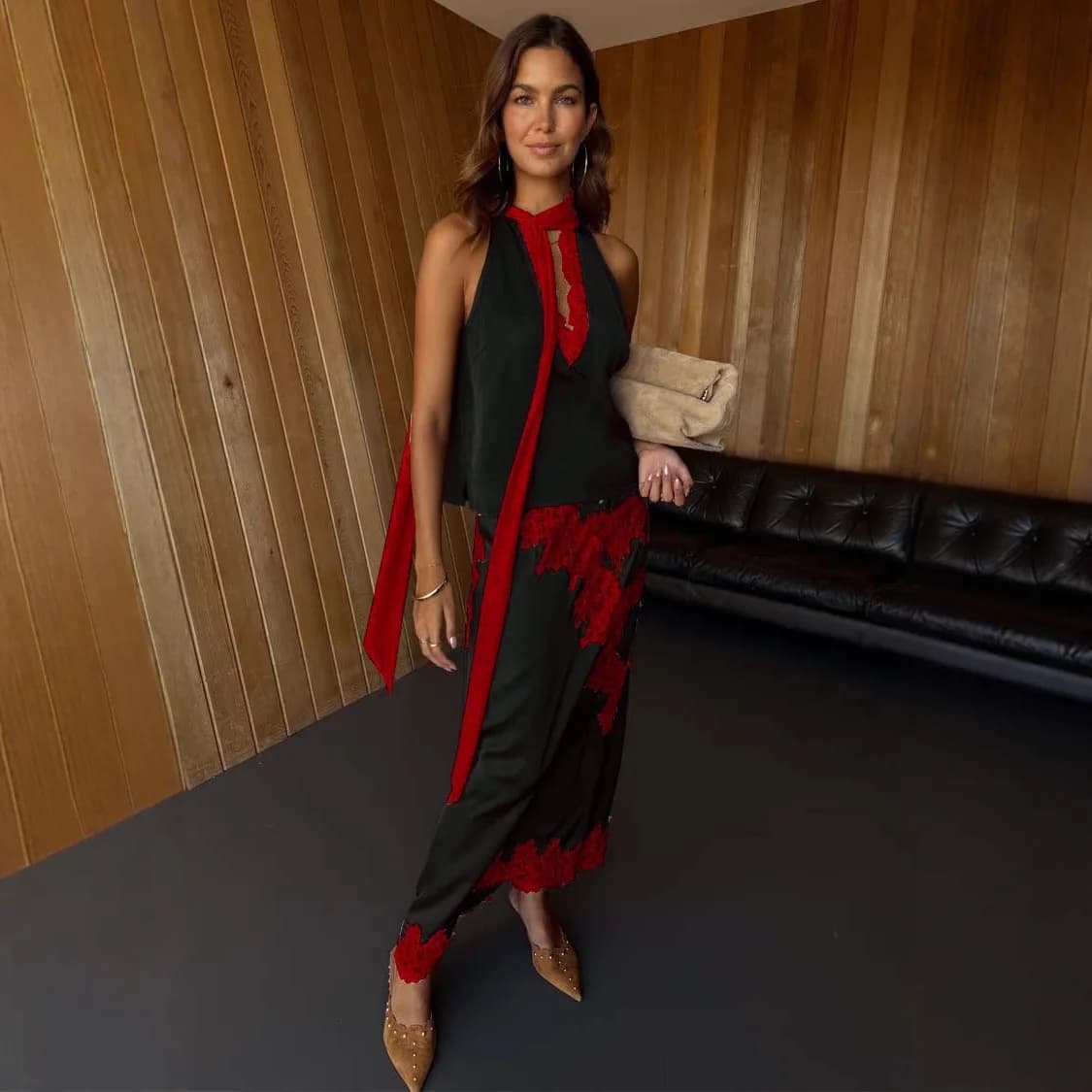 Eleganti Completi in Pizzo da Donna: Abiti Senza Maniche in Raso con Gonne Dritte, Nuova Collezione Estiva 2026, Set da Vacanza Femminile alla Moda in 2 Pezzi