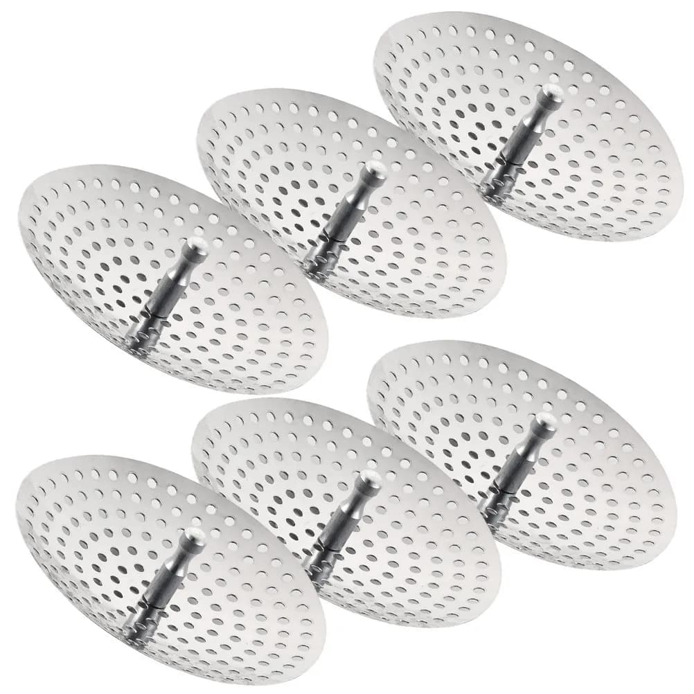 Set di 6 Filtri per Lavello in Acciaio Inox, Cestello a Rete per Scarico con Bordo Liscio, Trappola per Rifiuti per Lavello Cucina e Bagno