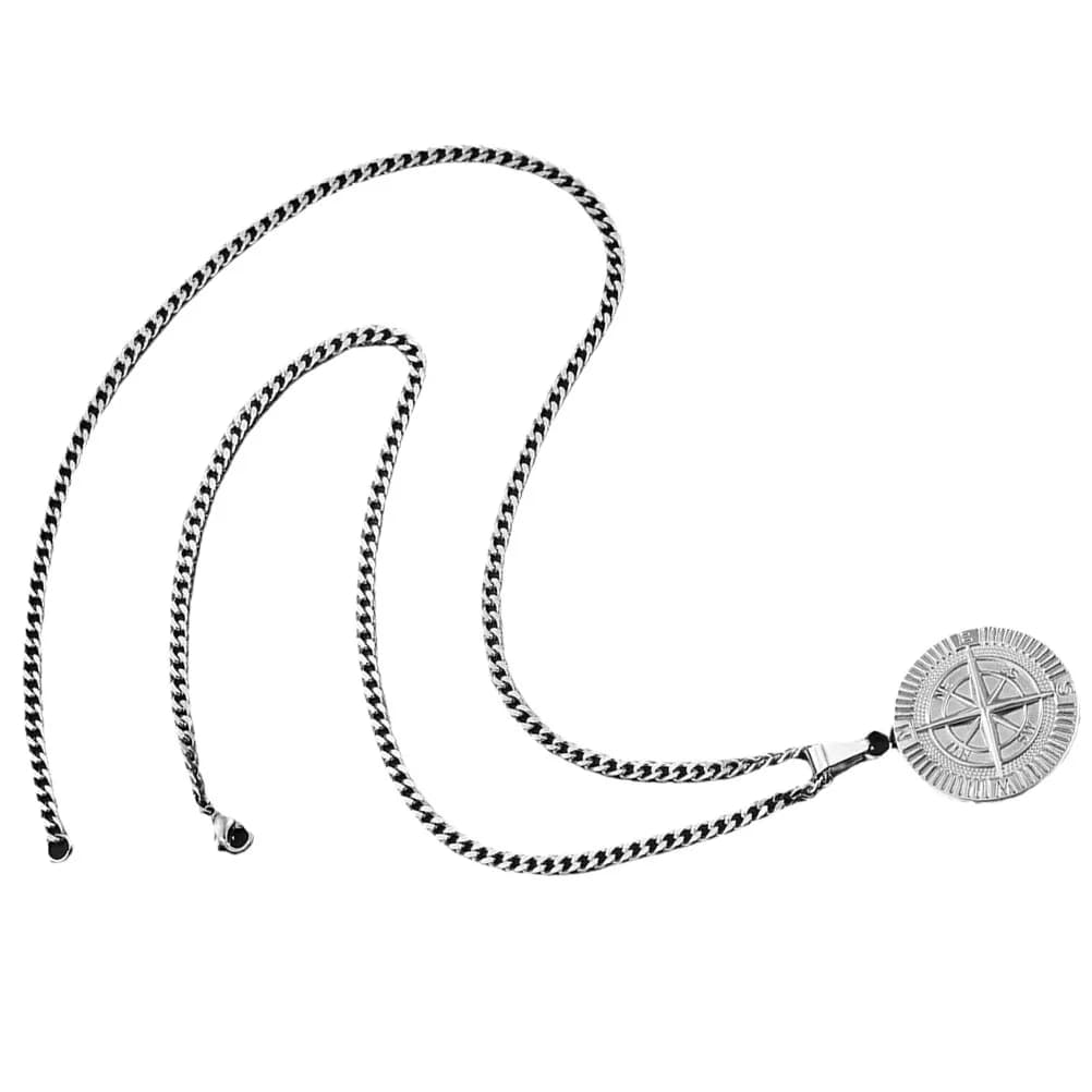 Collana con Ciondolo Bussola Vintage Hip Hop, Charm Spirituale da Viaggio, Gioiello Punk da Collo, Choker, Catena per il Collo con Bussola