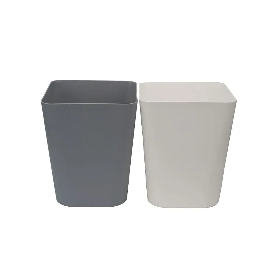 Cestino per la spazzatura piccolo da 1,6 galloni per cucina, ufficio, bagno, confezione da 2, design compatto salvaspazio bianco + grigio con liscio