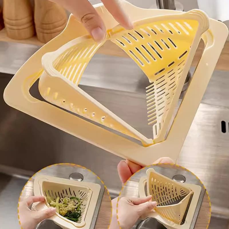 Cestello Magnetico Triangolare per Lavello, Scolapiatti Sospeso per Verdura e Frutta, Filtro da Cucina, Ripiano Portaoggetti, Raccoglitore di Rifiuti Alimentari