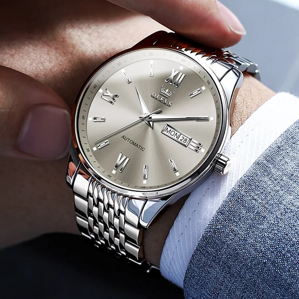 OLEVS Business Men's Automatic mechanical watches Luxury 3Bar Brand Top Luminous Watch Waterproof Ladies