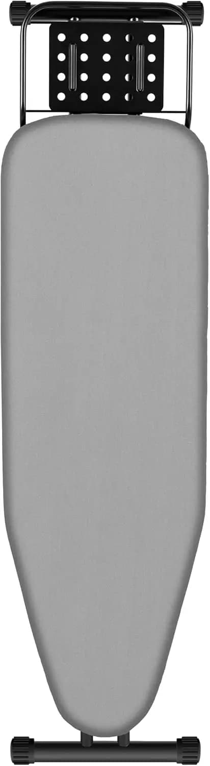 Asse da Stiro 33x110 cm con Supporto per Ferro da Stiro, Completamente in Metallo, Altezza Regolabile, Resistente al Calore, Robusta, Pieghevole, Antiscivolo, Grigia