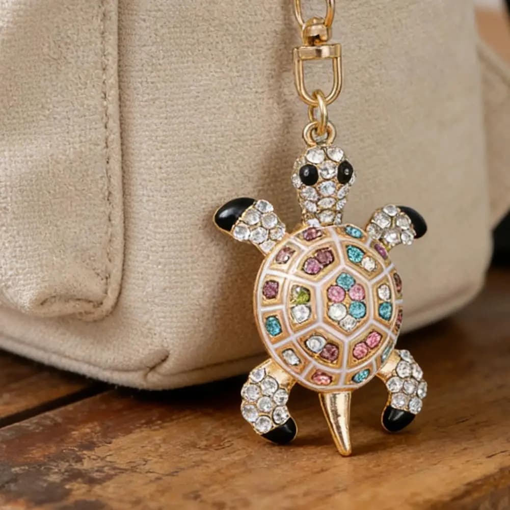 Portachiavi a Forma di Tartaruga con Strass, Charm Scintillante per Borse, Regalo per Donne e Ragazze, Accessorio per Portachiavi