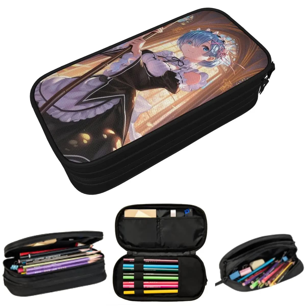 Astuccio per matite Re Zero Starting Life In Another World Anime Rem per la scuola, astuccio per penne, articoli di cancelleria, porta penne