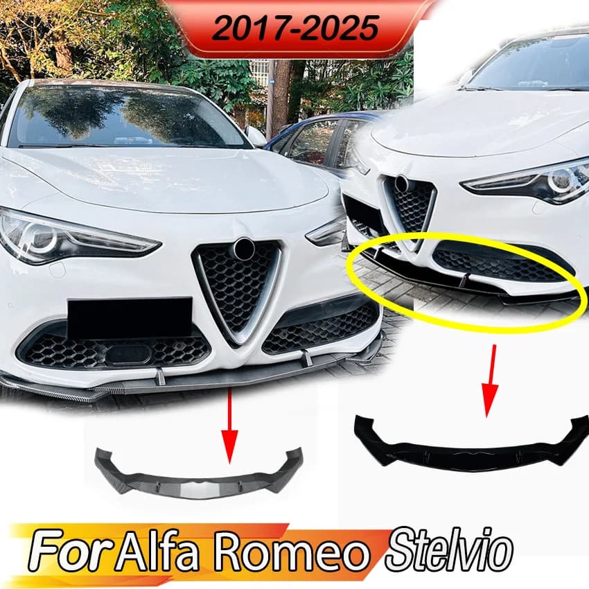 Front Bumper for Alfa Romeo Stelvio 2017-2025 Spoiler Splitter Diffuser Skirt Board Parts Protector Auto Accessories Body Kit