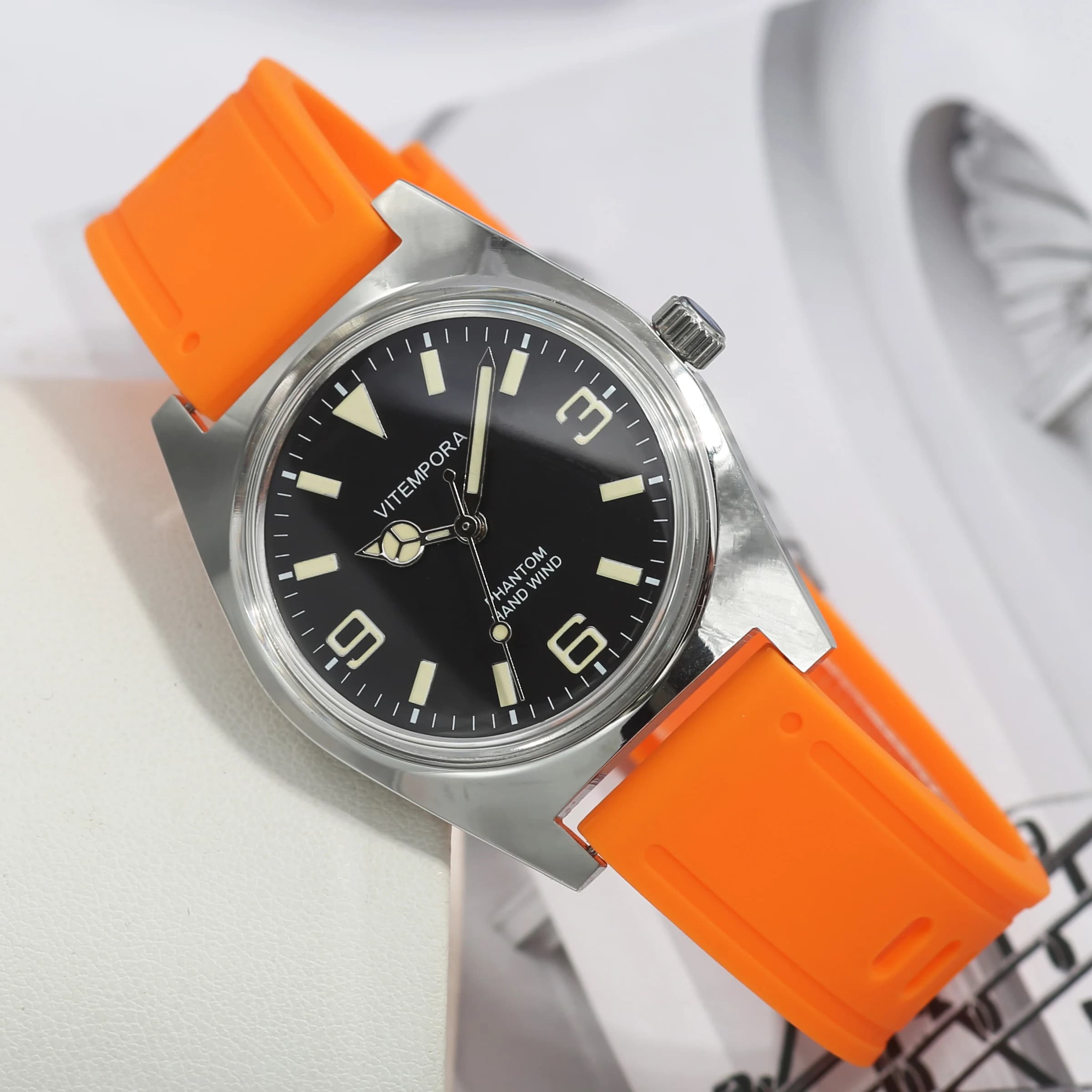 VITEMPORA Mens Mechanical Watch Shanghai 7120 Manual Mechanical Movement 36mm Retro Chinese Watch Business Wristwatch