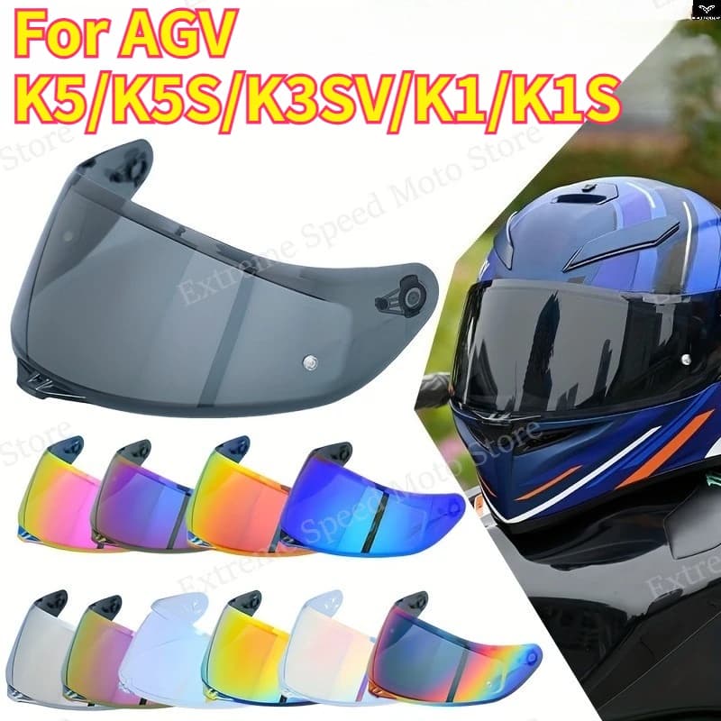 Visiera per Casco Moto AGV K5/K5S/K3SV/K1/K1S, Lente Anti-UV, Uso Diurno e Notturno, Disponibile in Diversi Colori
