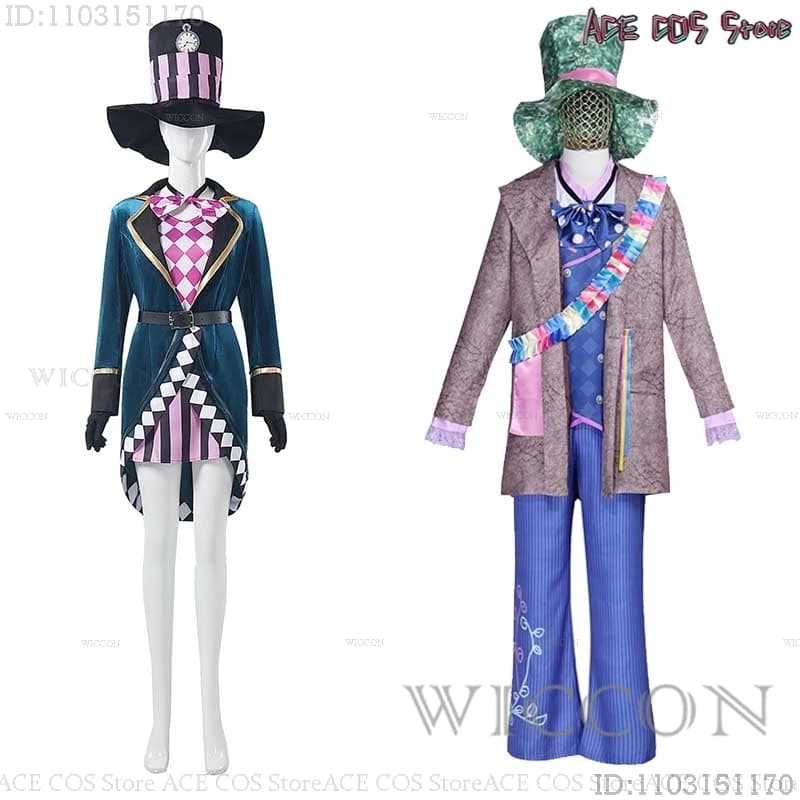 Donna Uomo Cappello pazzo Cappotto Tarrant Alice Hightopp Vestito cosplay Costumi per spettacoli teatrali Halloween Gioco di ruolo Festa Fantasia Stile