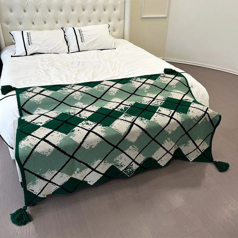 2025 Nuova coperta multifunzionale con griglia diamantata Aria condizionata Pisolino Copridivano Coperte per ufficio Scialle regalo con motivo geometrico