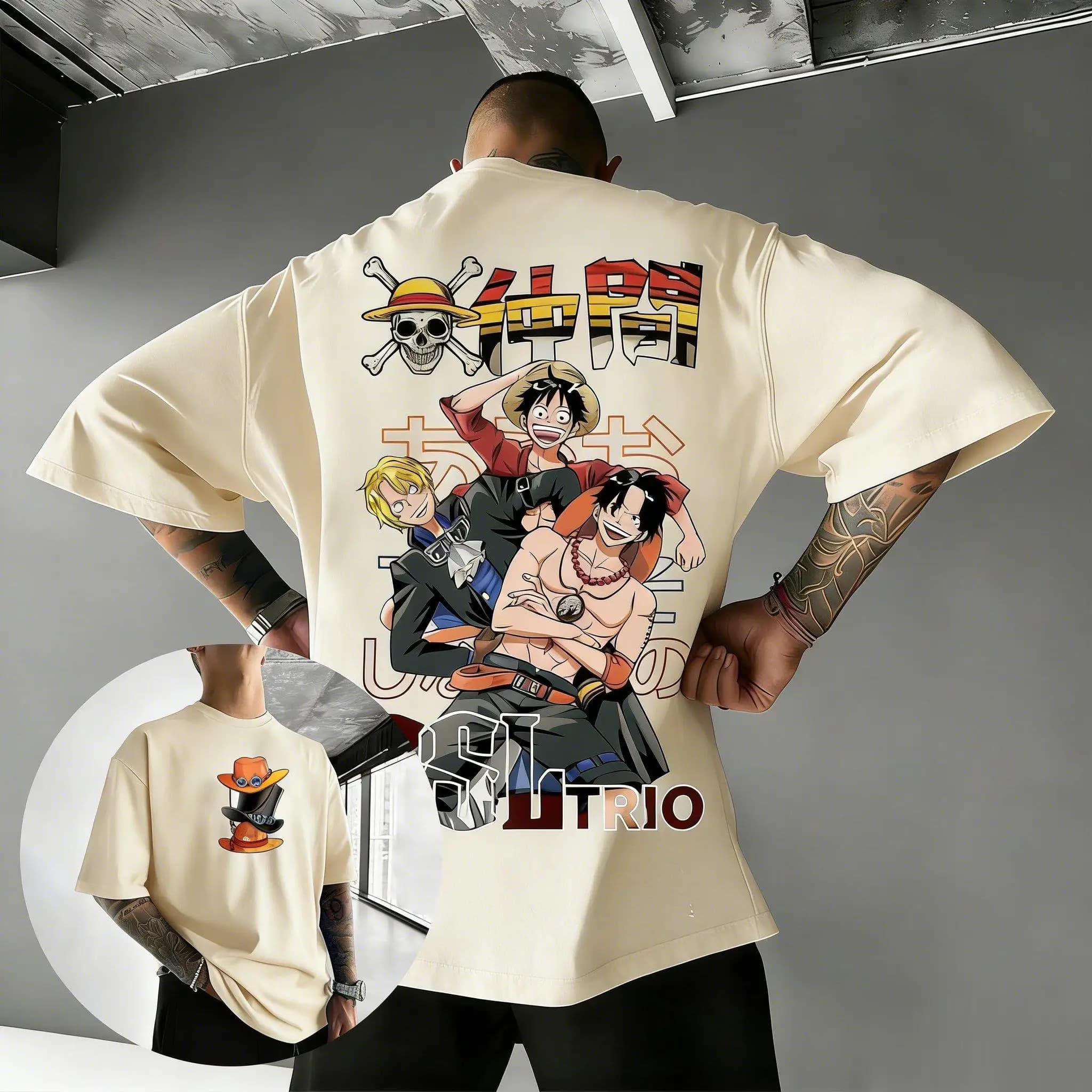 One Piece Rufy Sabo Brothers T-shirt grafica Uomo Donna T-shirt a maniche corte Anime Cartoon Stampa Streetwear Casual Summer Tops 2026