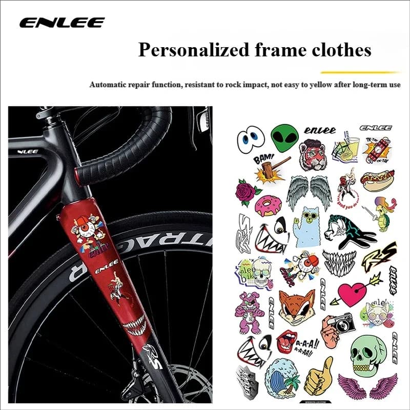 Custom wall decals for your bike, stickers for cycling clothing, waterproof protective stickers for mountain bike helmet and road, with cartoon designs.