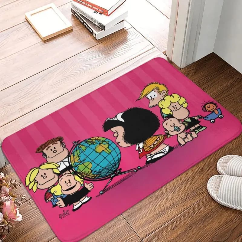Personalizzato Mafalda Friends Porta Pavimento Cucina Tappetino da bagno Antiscivolo Esterno Quino Comic Cartoon Zerbino Toilette Ingresso Tappeto