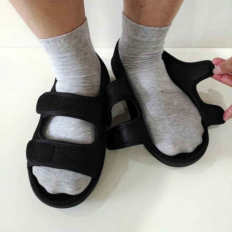 Adjustable Diabetic Sandals with Strap closure, Soft Shoes for Inflatable and Wide Foot, Senior Sandals with Sensible Feet and Inflatable
