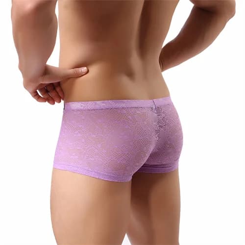 Intimo da uomo trasparente boxer trasparente a vita bassa in rete traspirante boxer in pizzo maschile moda boxer sexy