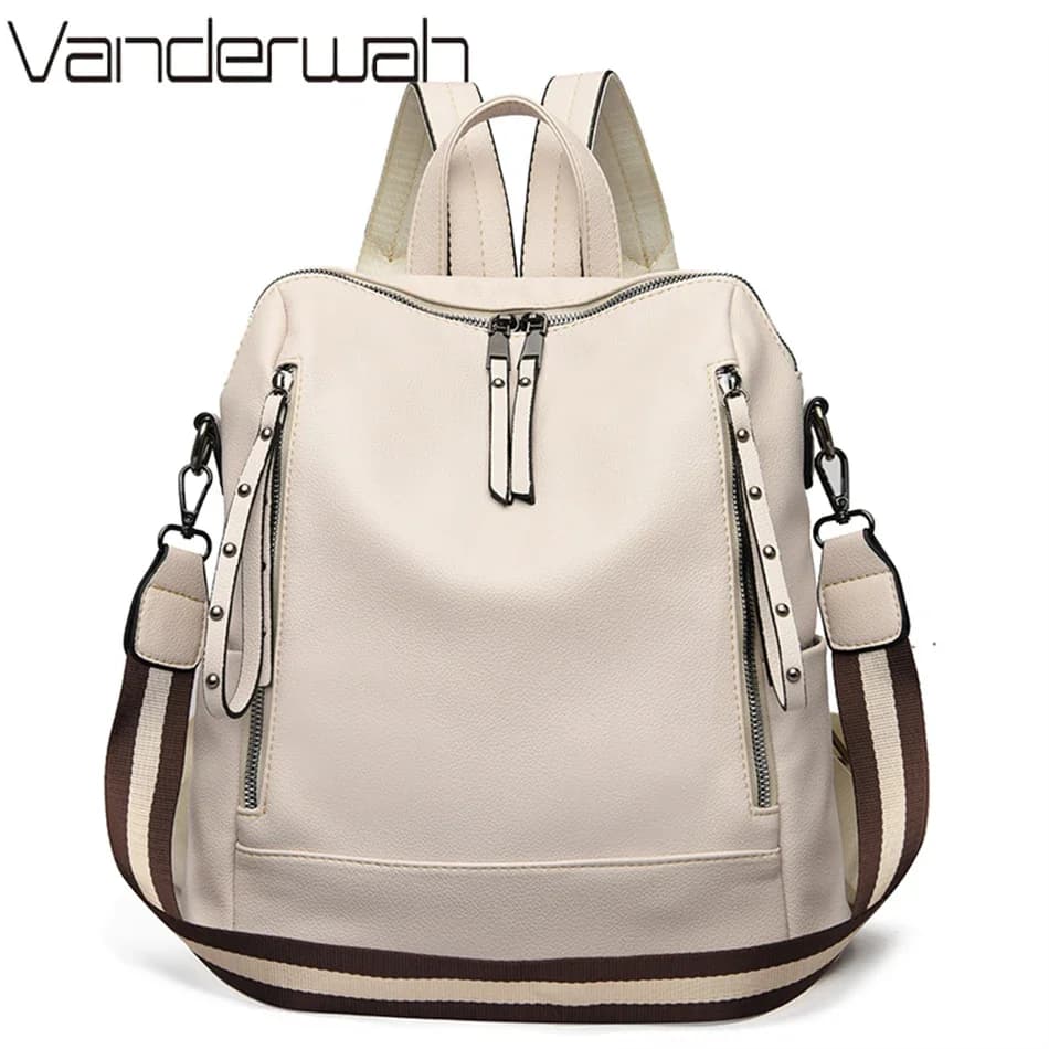 Luxury backpack brand waterproof soft leather handbag for young students style Preppy Multifunction Mochila Feminina Sac A Dos