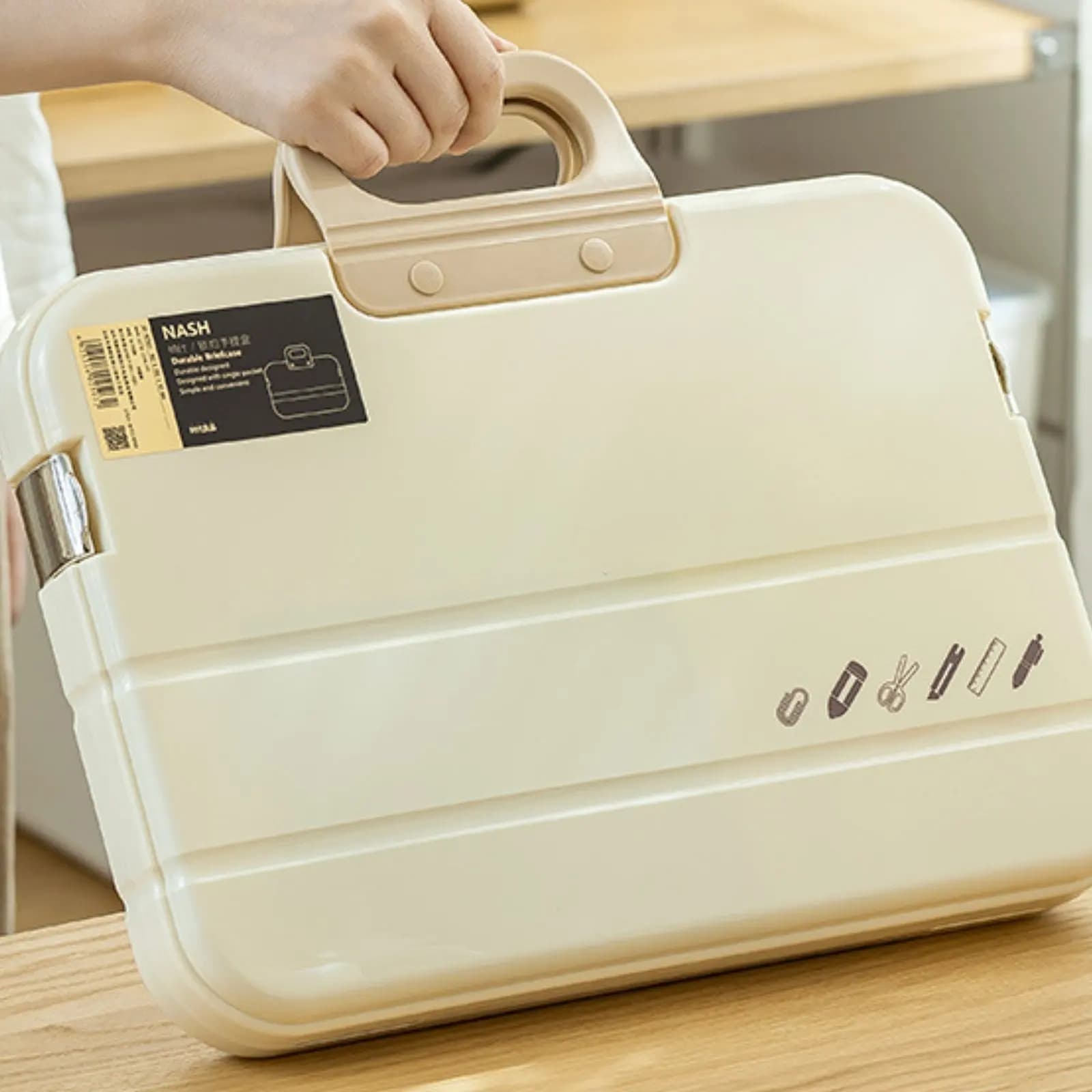 Portable Document Holder Large Capacity Plastic Briefcase A4 File Storage Box Long-Lasting Sturdy-Shell Document Holder