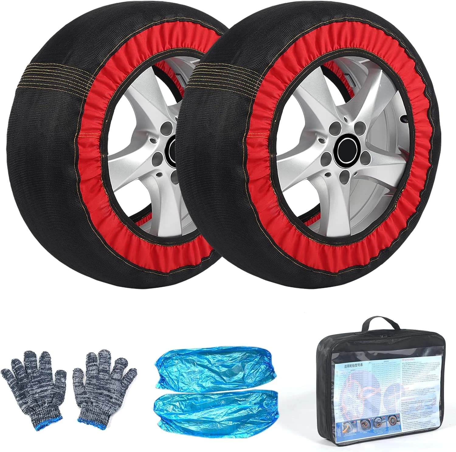 Catena per pneumatici di emergenza Calzini da neve Catene antiscivolo invernali Catene da neve per ruote per auto Accessorio per auto di sicurezza per auto/SUV/Pneumatico per auto sportiva