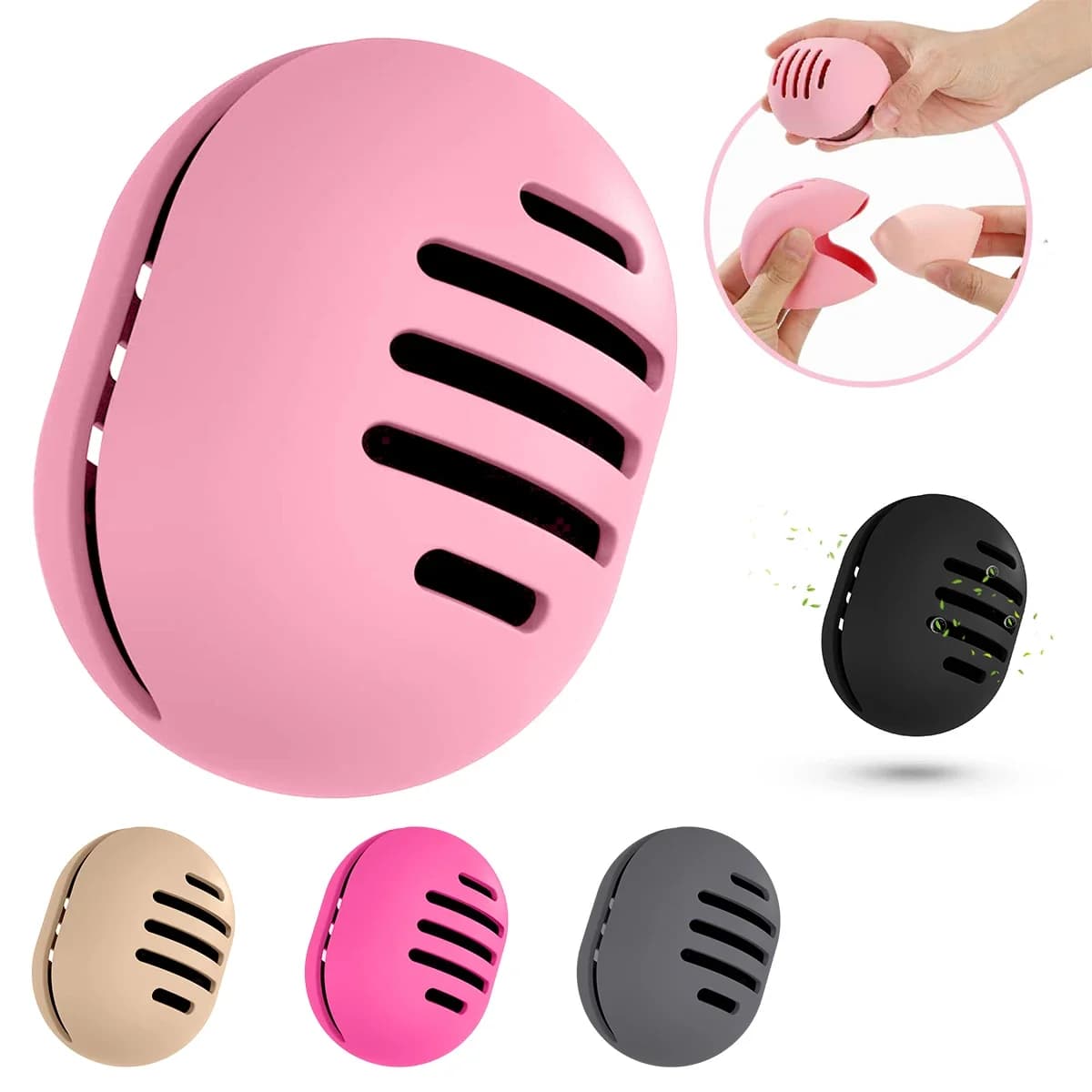 Scatola portaoggetti Puff, Set portaoggetti poroso per cosmetici, 1 pezzo in silicone ecologico, Organizzatore portatile da viaggio riutilizzabile.-zmt