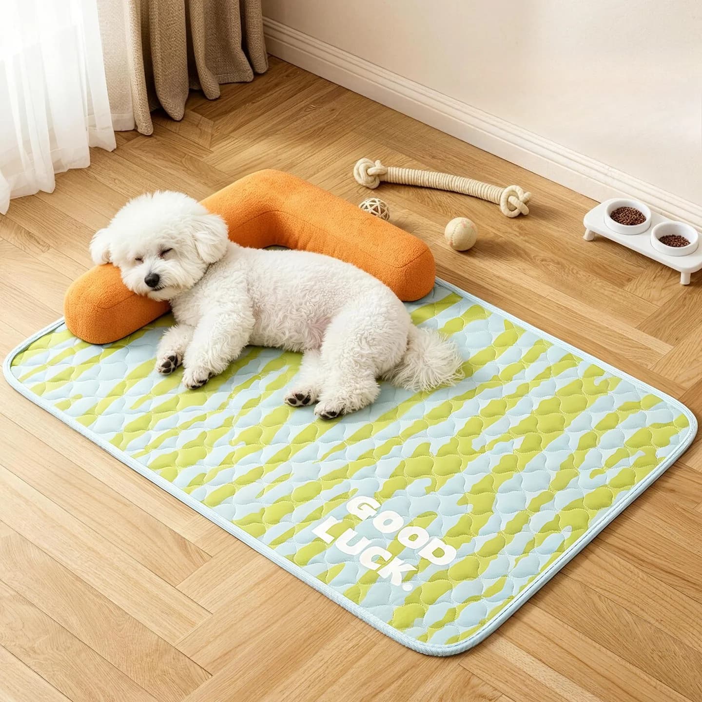 Dog Bed Waterproof Orthopedic, Scratch Resistant Pet Mat with Neck Support, All Season Hair Free Easy Clean Cushion for Dogs