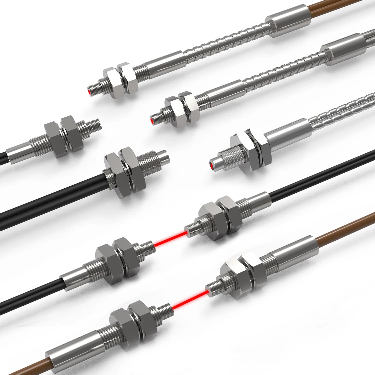 AKUSENSE PD-H41E Sensore a Fibra Ottica in Vetro di Quarzo per Alte Temperature, Riflessione Diffusa, Fotoelettrico Industriale 5V 1064nm