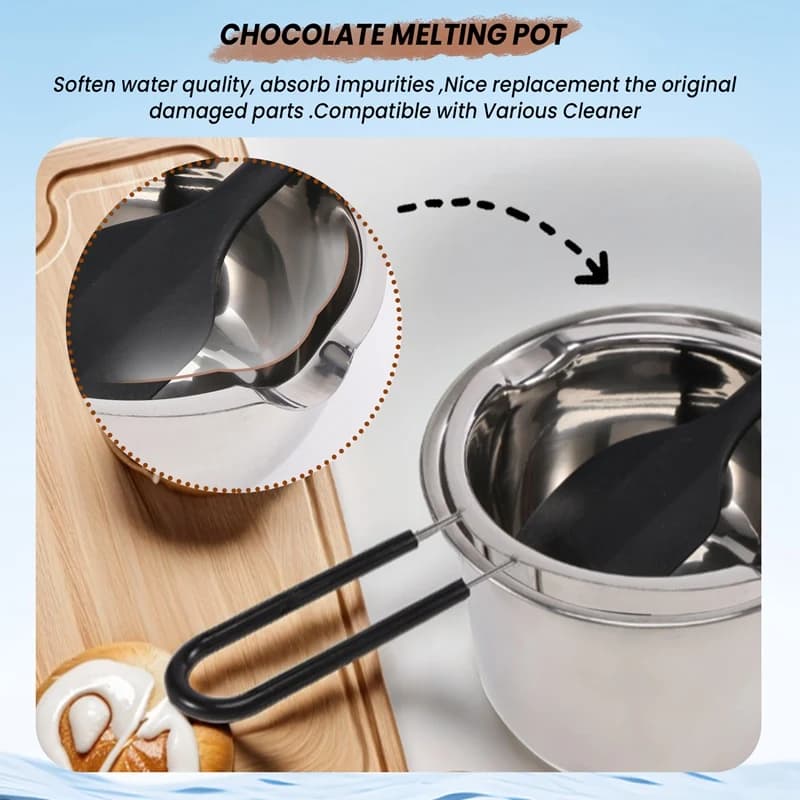 Set di pentole a doppio fondo in acciaio inossidabile con spatola in silicone per sciogliere cioccolato, sapone, cera, per la creazione di candele