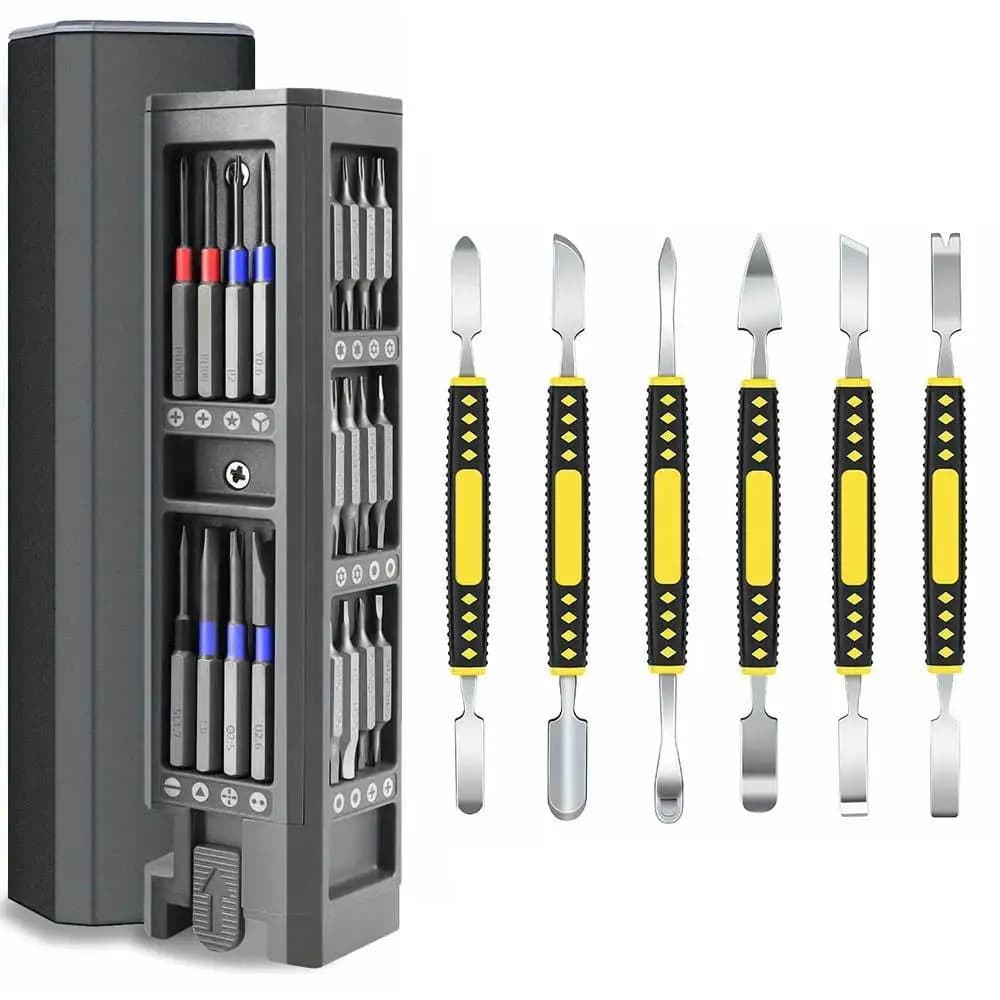 Precision Screwdriver Set (30/44/71pcs) with Magnetic Bits for Electronics & Watches; Plus 6pcs Metal Pry Tool Kit for Phone, Tablet & Screen Replacement. Professional Set for Digital Maintenance, Precise Disassembly & DIY Repair Projects.