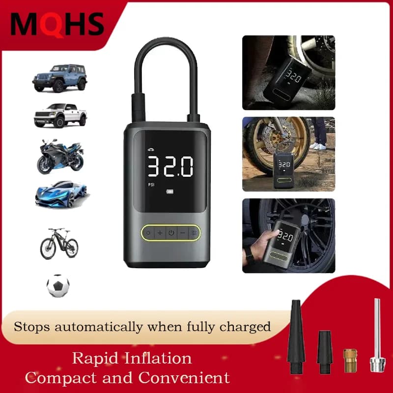 MQHS Wireless Motorcycle Air Pump Electric Tire Inflator Pump Car Air Compressor for Bicycle Boat Vehicle Tyre Balls Inflatable