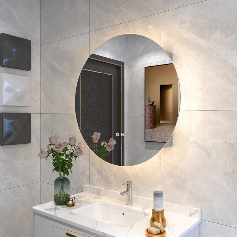 Specchio da bagno intelligente per hotel, touch screen, specchio da bagno antiappannamento a led con luce