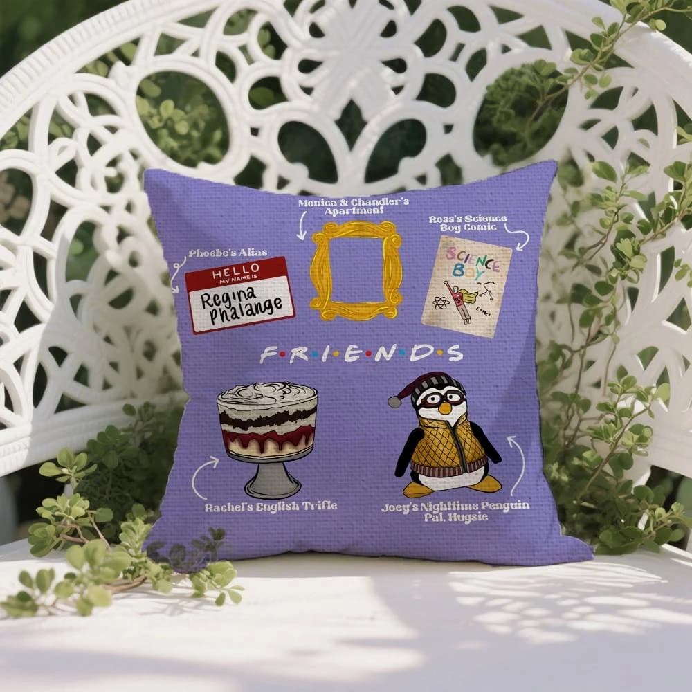 Federa per Cuscino Ispirata alla Serie TV Friends, Antimacchia, con Cerniera Invisibile, in Morbido Peluche per Divano