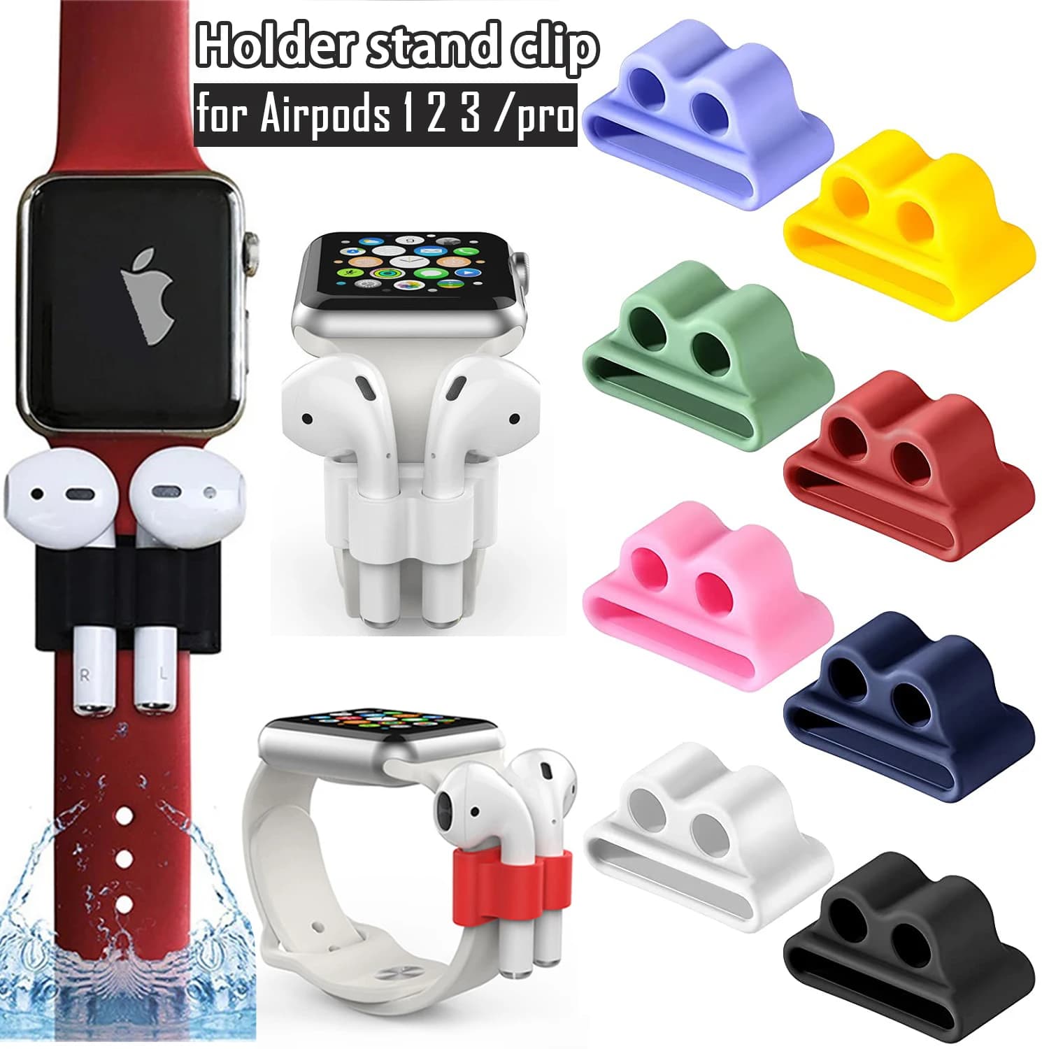 Headphone Holder Watch Strap Case Anti-Smarriage Silicone Earphone Case for Apple Watch AirPods for 3 2 1