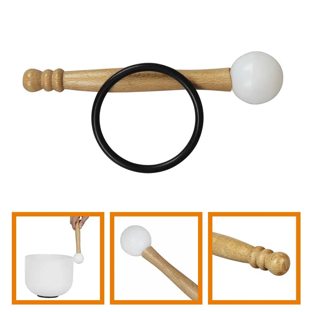 1Set Singing Bowl Mallet and Rubber Ring Set for Meditation Relaxation Sound Healing Portable Lightweight Tibetan Crystal Bowl