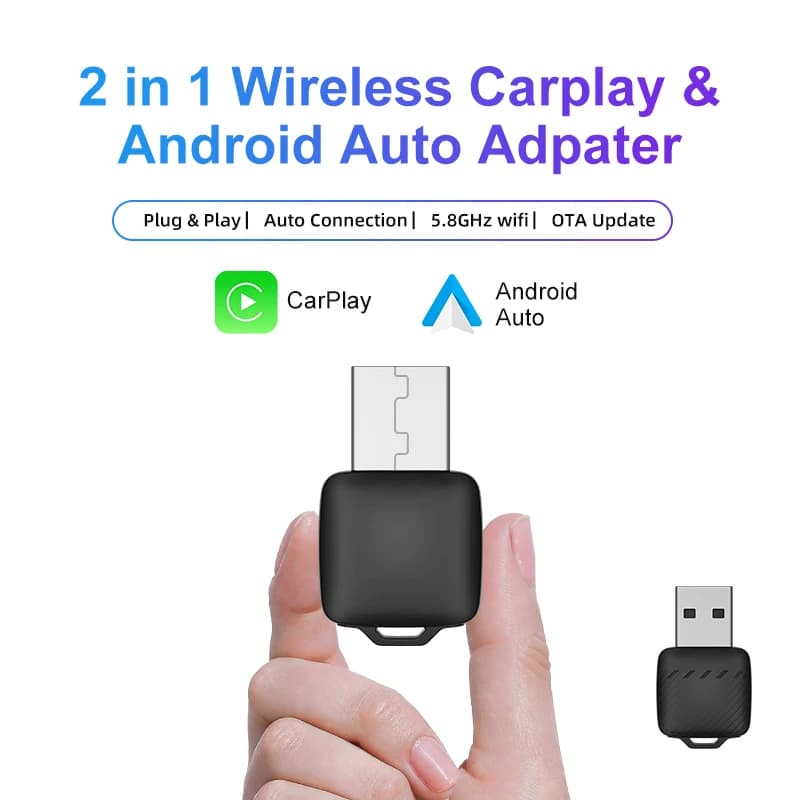 Original Wireless 5GHz WiFi5.0, Plug and Play USB/Type-C, for 99% wired carplay/automatic car