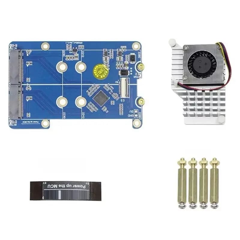 QWE-Per Raspberry Pi 5 Scheda adattatore PCIE a M.2 Dual NVME SSD MPS2280D Supporta SSD 2280/2242/2230