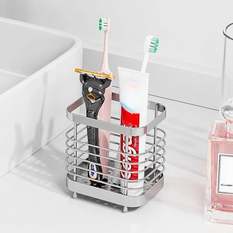 Stainless Steel Table Toothbrush holder for Electric Brush and Dentifricio, Bath Organizer and Desk
