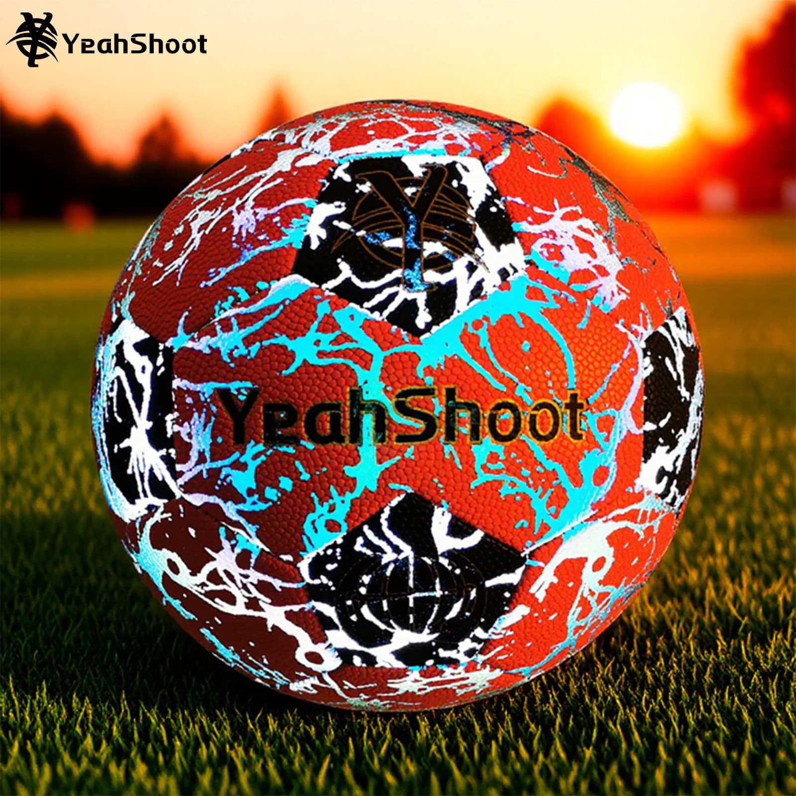 Pallone da Calcio Riflettente Olografico Misura 5 - Pallone Professionale Luminoso, Splendente e Vibrante al Buio, Materiale PU Resistente