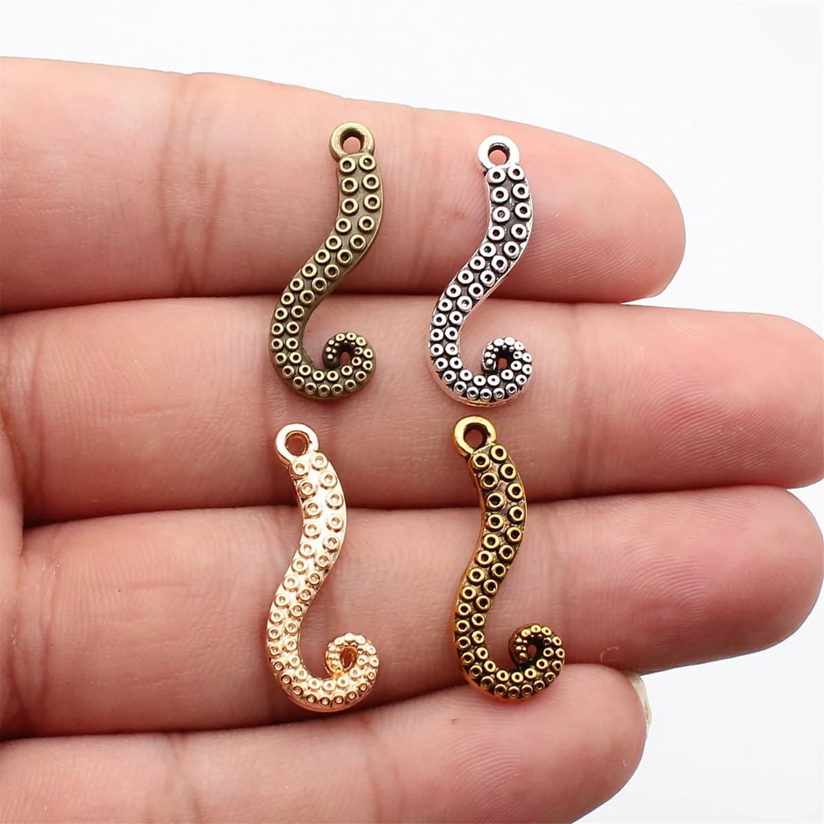 WYSIWYG 20pcs 26x10mm 4 Colors Octopus Leg Charms For DIY Jewelry Making