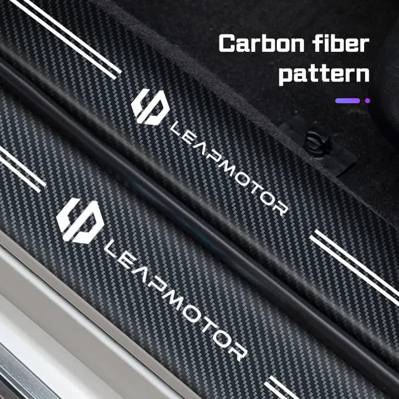 For Leapmotor T03 S01 C11 C01 C10 C16 B10 4Pcs Carbon Fiber Car Door Sill Sticker Threshold Pad Protective Mat Film Accessories