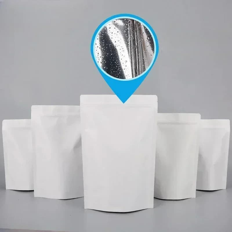 Kraft Paper Bag Frosted Kraft Paper Self Sealing Pouch White Dried Fruit Food Packaging Bag Tea Sealed Self-Supporting Bag