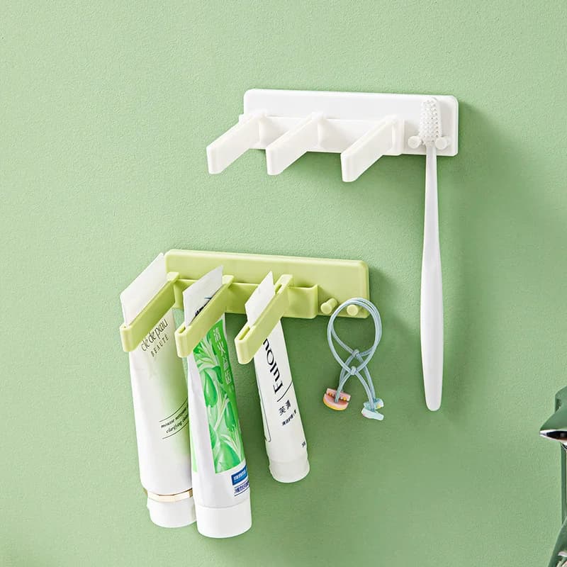 Nuovo semplice portaspazzolino versatile supporto da parete organizer porta dentifricio con gancio per riporre accessori da bagno