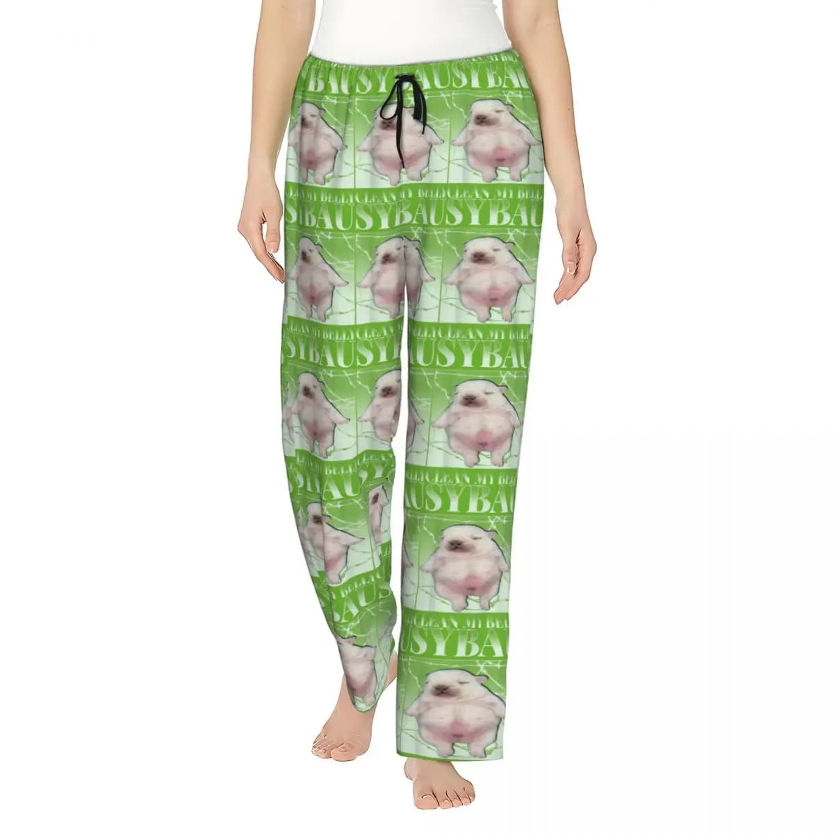 Pibble Meme Wash My Belly Girl's Lounge Pants Loose Fit Clean My Belly Meme Brainrot Pajama Pants Home Sleep Bottoms