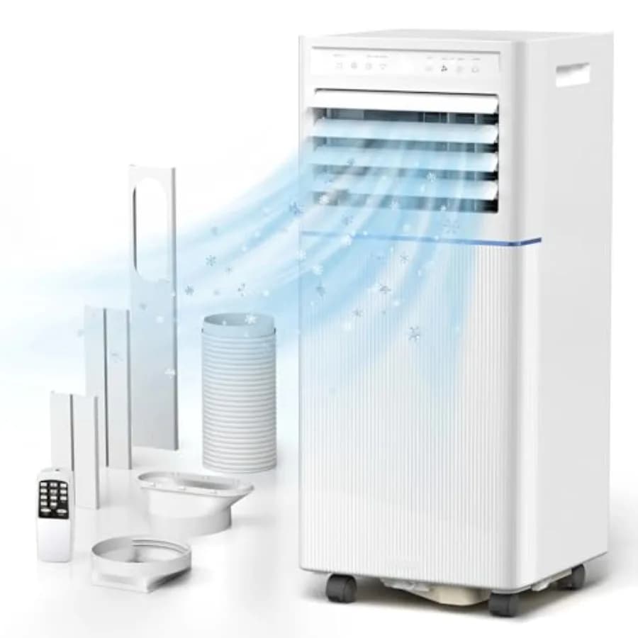 Portable air conditioner for bedroom office studio apartment: 10000 BTU ASHRAE, 4-in-1 quiet unit with dehumidifier fan mode, u