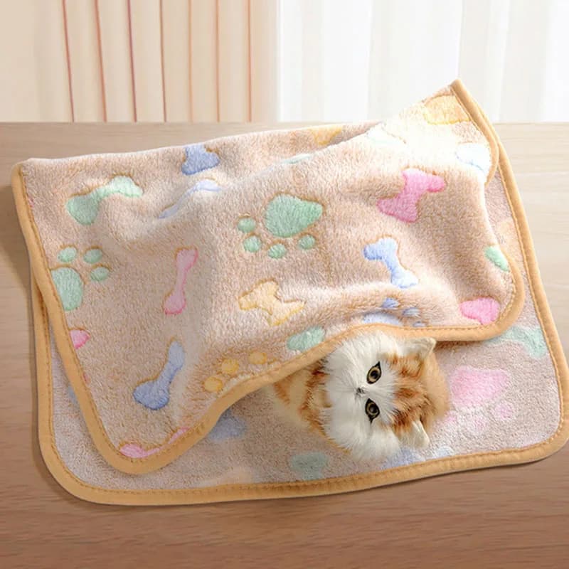 Coperta calda per dormire in velluto invernale per animali domestici con motivo zampa/punto/osso, asciugamano per cani e gatti, morbida coperta in pile per animali domestici