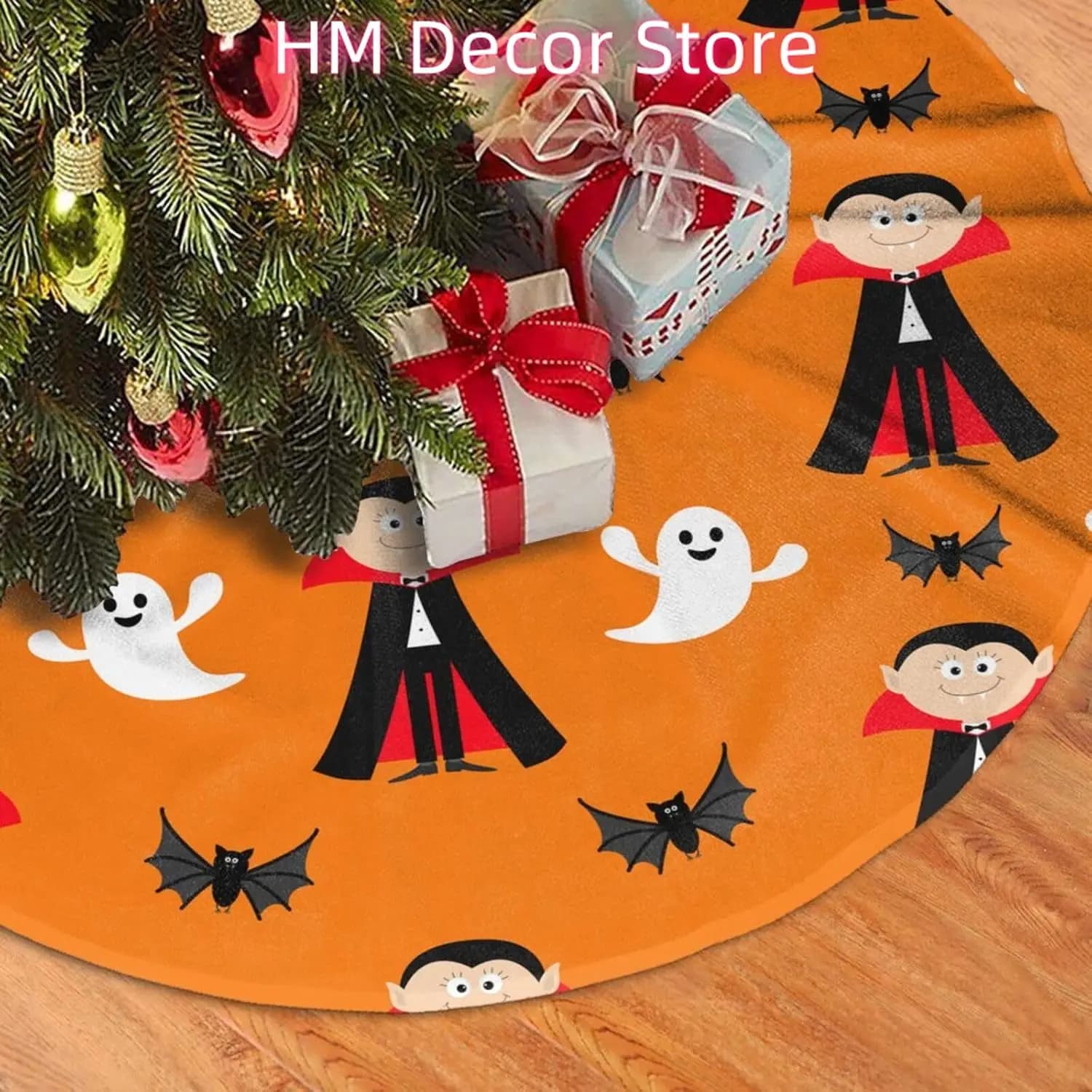Vampiro di Halloween - Gonna per albero di Natale, Gonna per albero decorativa da 48 pollici Ornamenti per albero di Halloween morbidi e divertenti, H per interni ed esterni