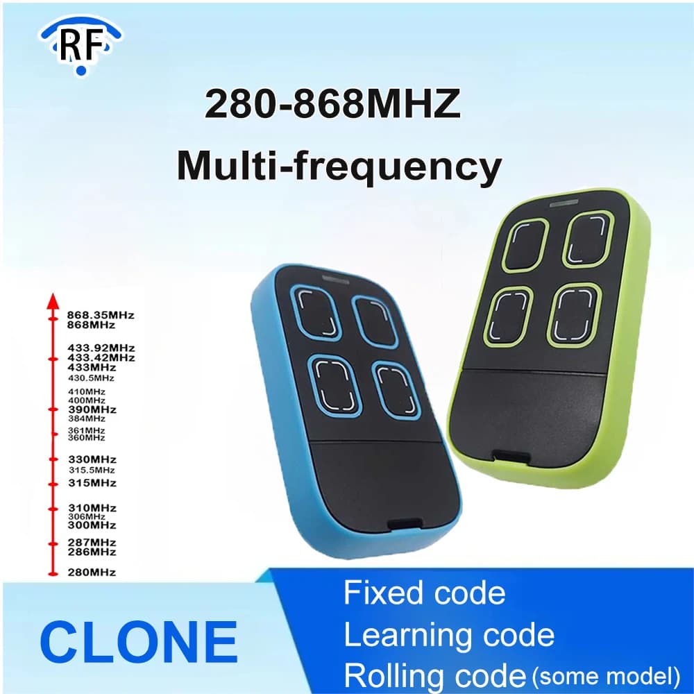 Universal Multi-frequency Garage Door Remote Controle 280-868MHz 433MHz 315MHz 390MHz Compatible with Gates CE Certified
