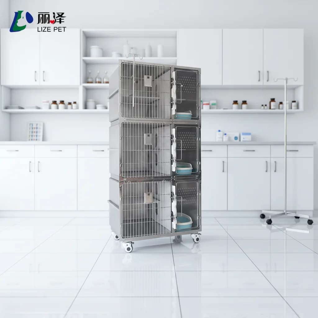 Gabbia per gatti grande e robusta, ecologica, con porte in acciaio inossidabile 304, lettiera a tre strati e sei scomparti.