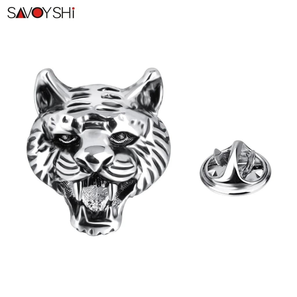 SAVOYSHI Moda Testa di tigre Spilla da bavero per uomo Colletto del vestito Distintivo Spilla Spilli Giacca maglione Colletto del vestito Decor Trasporto di goccia