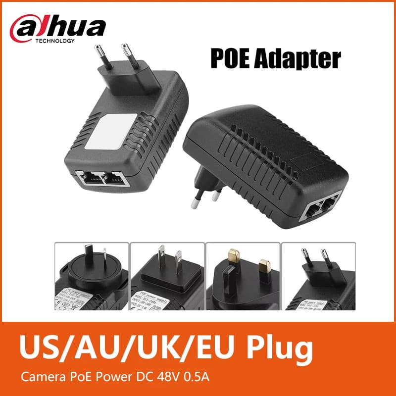 48V 0.5A PoE Injector Ethernet Adapter Network RJ45 CCTV PoE Power Supply For PoE IP Camera 100-240V Wall Plug US EU AU UK
