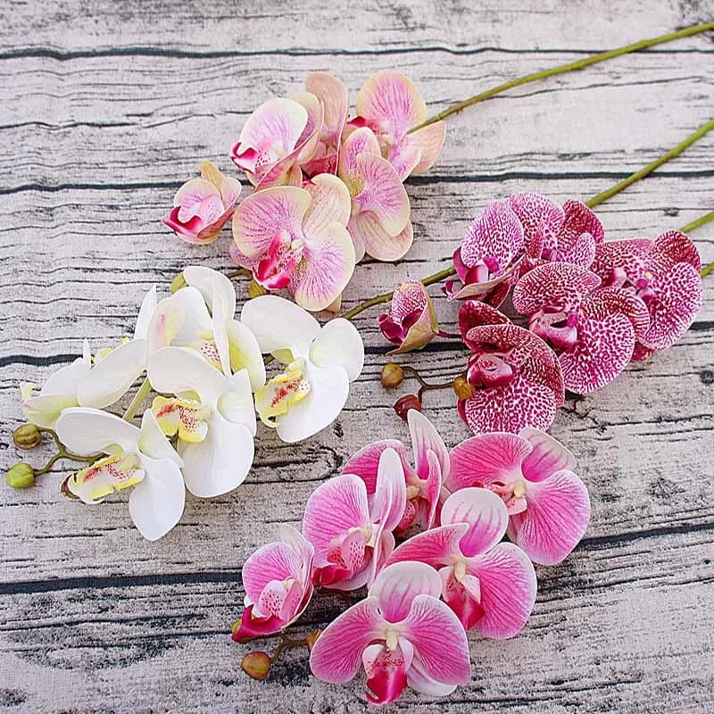 Phalaenopsis artificial 3D small butterfly orchid 6 heads flower fake home curtains wall decoration wedding festival garland DIY