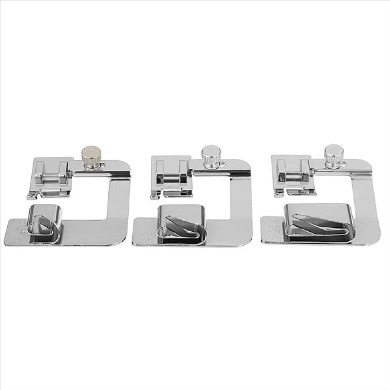 AT28-Kit piede per orlo arrotolato largo, 3 pezzi (1/2", 3/4", 1") per macchine da cucire domestiche con gambo basso